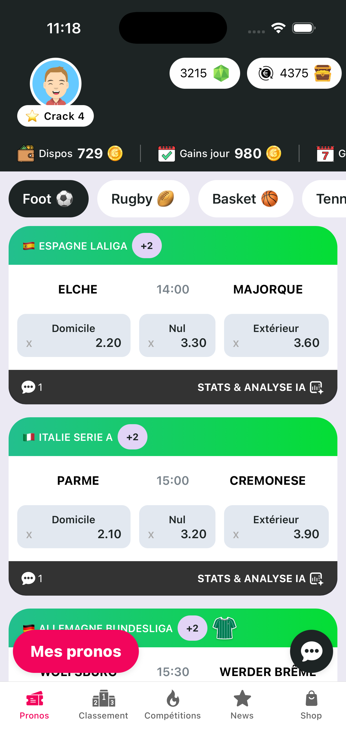 Pronos quotidiens